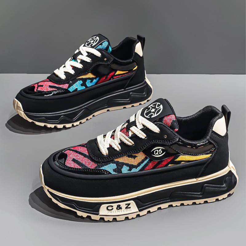 Designer Style 2026 Ethnic Style Rainbow National Trend Sports Sneakers Workwear Student Outdoor Harajuku Style Runway Shoes for Men Designer Style 2026 Ethnic Style Rainbow National Trend Sports Sneakers Workwear Student Outdoor Harajuku Style Runway Shoes for Men