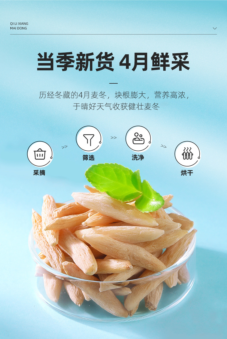 Sichuan Ophiopogon Root 250g Jar Unsulfured Dried Herb for Tea and Soup quality and texture
