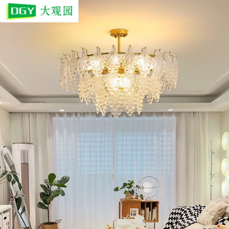 Gran vista jardín lámpara de la sala de estar lujosa francesa lámpara de cristal lámpara de la sala de estar lámpara principal de comedor moderno y simple lámpara de dormitorio 413L