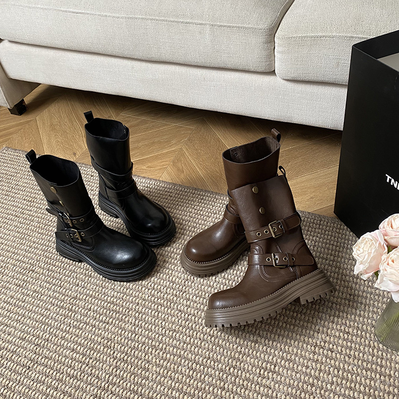 厚底增高复古美拉德棕色马丁靴女新款秋冬韩版百搭英伦风短靴子女