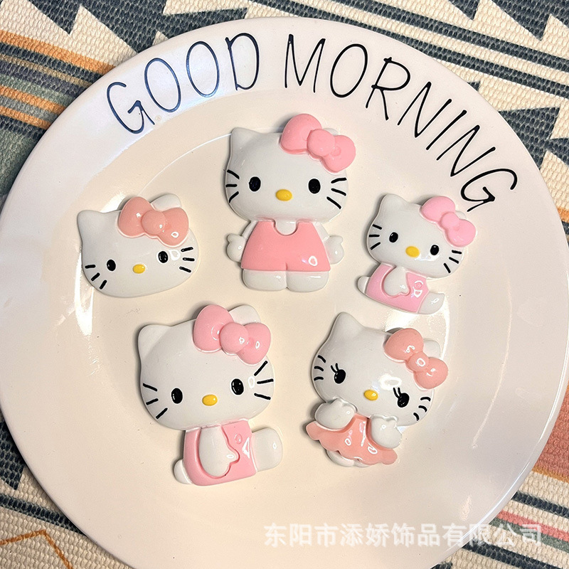 站立凯迪猫手工树脂贴片diy饰品配件卡通公仔手机壳点钻侧身大猫