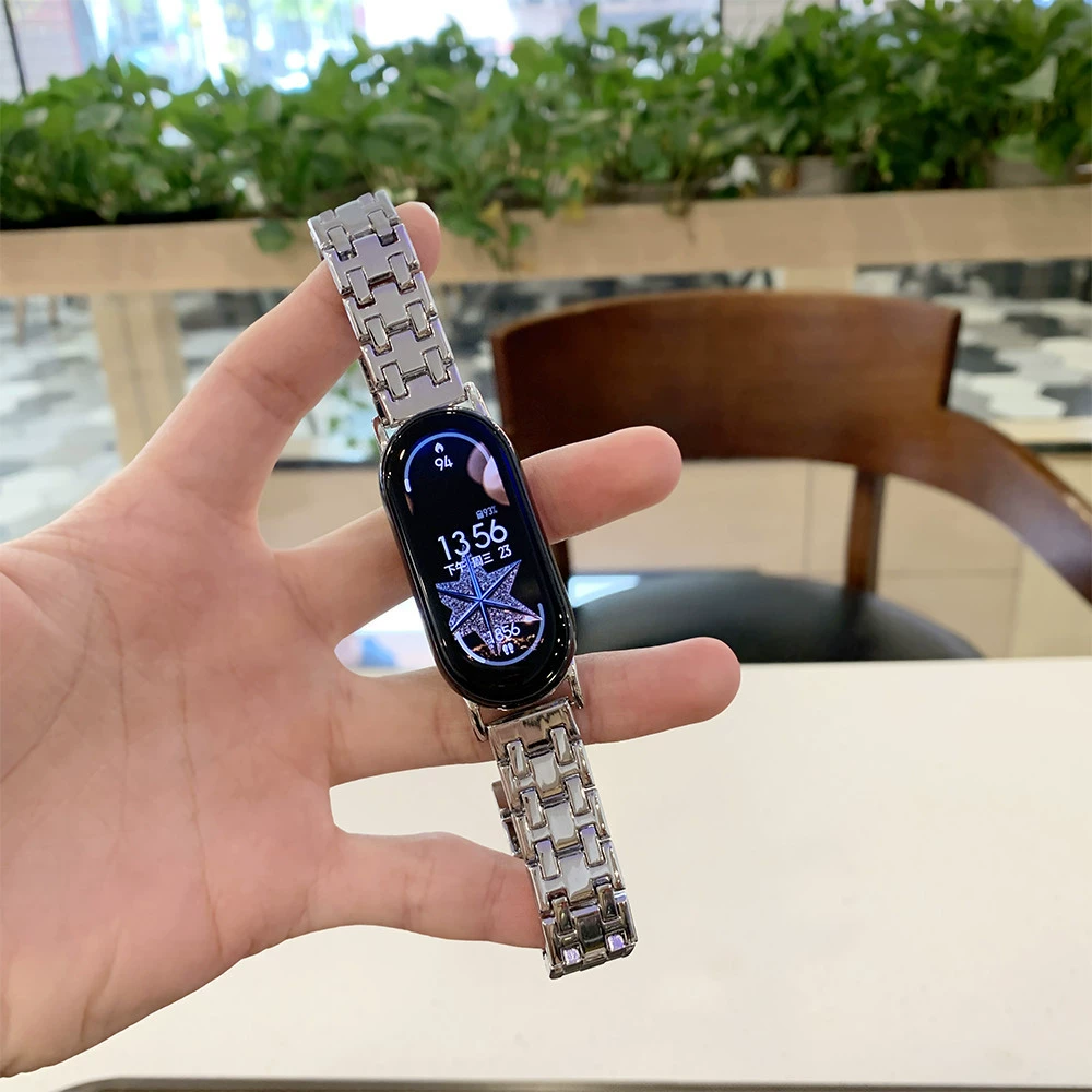 Подходит для Xiaomi Band 9/8 ремешок, ремешок для часов 9Pro металлический стальной ремешок GT5/4/3 Huawei 9/8 с нишевой бабочковой застежкой Fit3