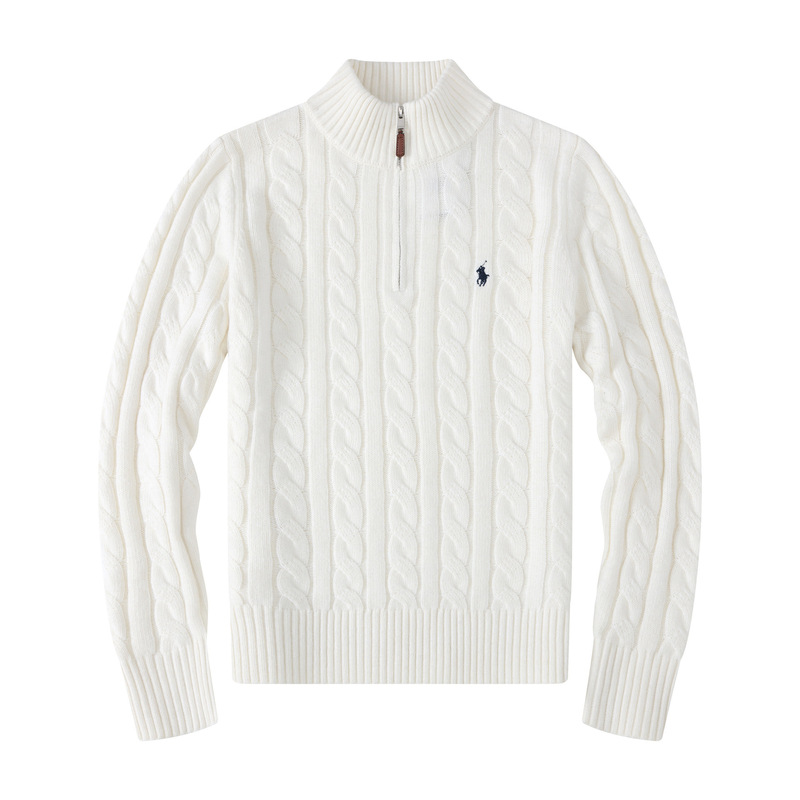 Autumn and Winter Polo Half-High Collar Zippered Wool Cable Knit Sweater, Warm and Thick Cable Knit Sweater with Half-High Zipper Autumn and Winter Polo Half-High Collar Zippered Wool Cable Knit Sweater, Warm and Thick Cable Knit Sweater with Half-High Zipper