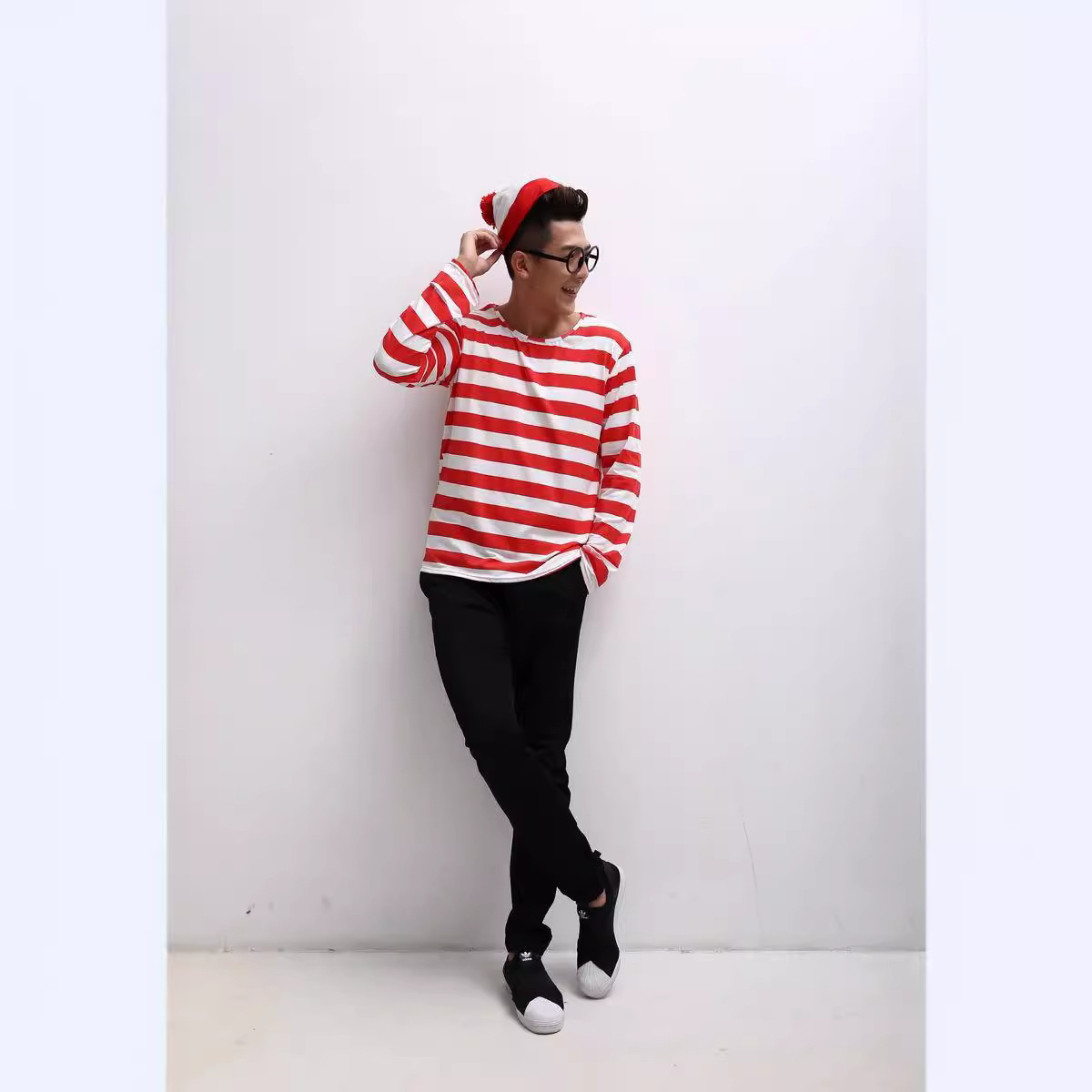 Disfraz de Halloween para padres e hijos Smart Wally Where Wally British Anime Disfraz de pareja de cosplay
