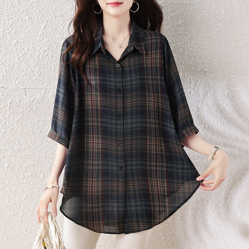 Real shot of the new 2026 summer collection: plus-size fashionable sun-protective versatile slimming and figure-flattering women's blouse
