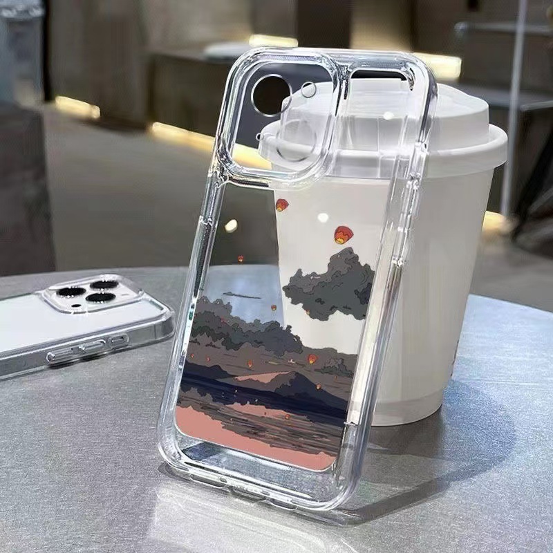 Hill Lantern para iphone16promax funda para teléfono móvil transparente Apple 15 anti-caída 14pro Japón y Corea 13/12