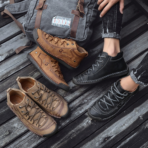 Men's trendy Martin boots, large size, fashionable high-top shoes, men's casual shoes, men's leather boots