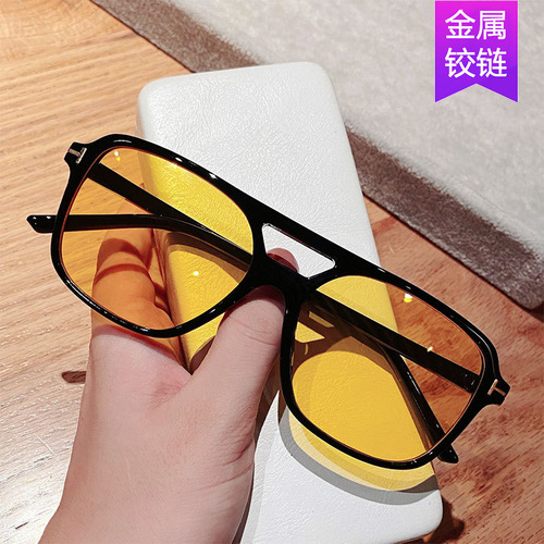 T-shaped double bridge sunglasses square  new cross-border fashion cross-border trend sunglasses retro ins sunglasses