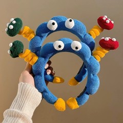 Yu Shuxinと同じスタイルのヘッドバンド、キュートで楽しい大きな目のぬいぐるみヘッドバンド、顔を洗うための高頭蓋骨ヘッドバンド、女性用のヘアプレスヘッドバンド、写真撮影用