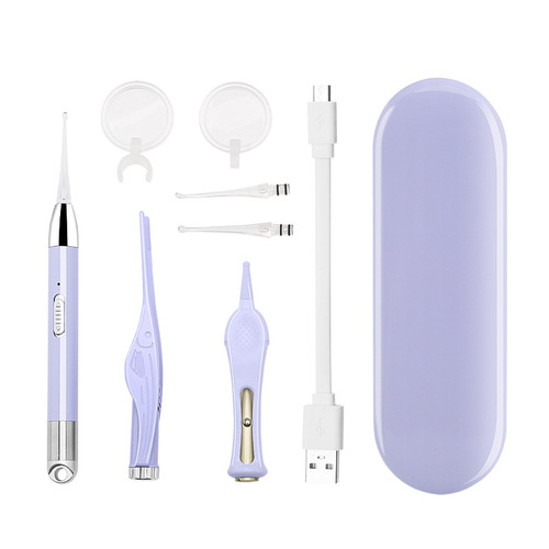 Luminous ear scoop charging set ear scoop ear wax tweezers children's visible ear scoop booger clip with light ear picking tool