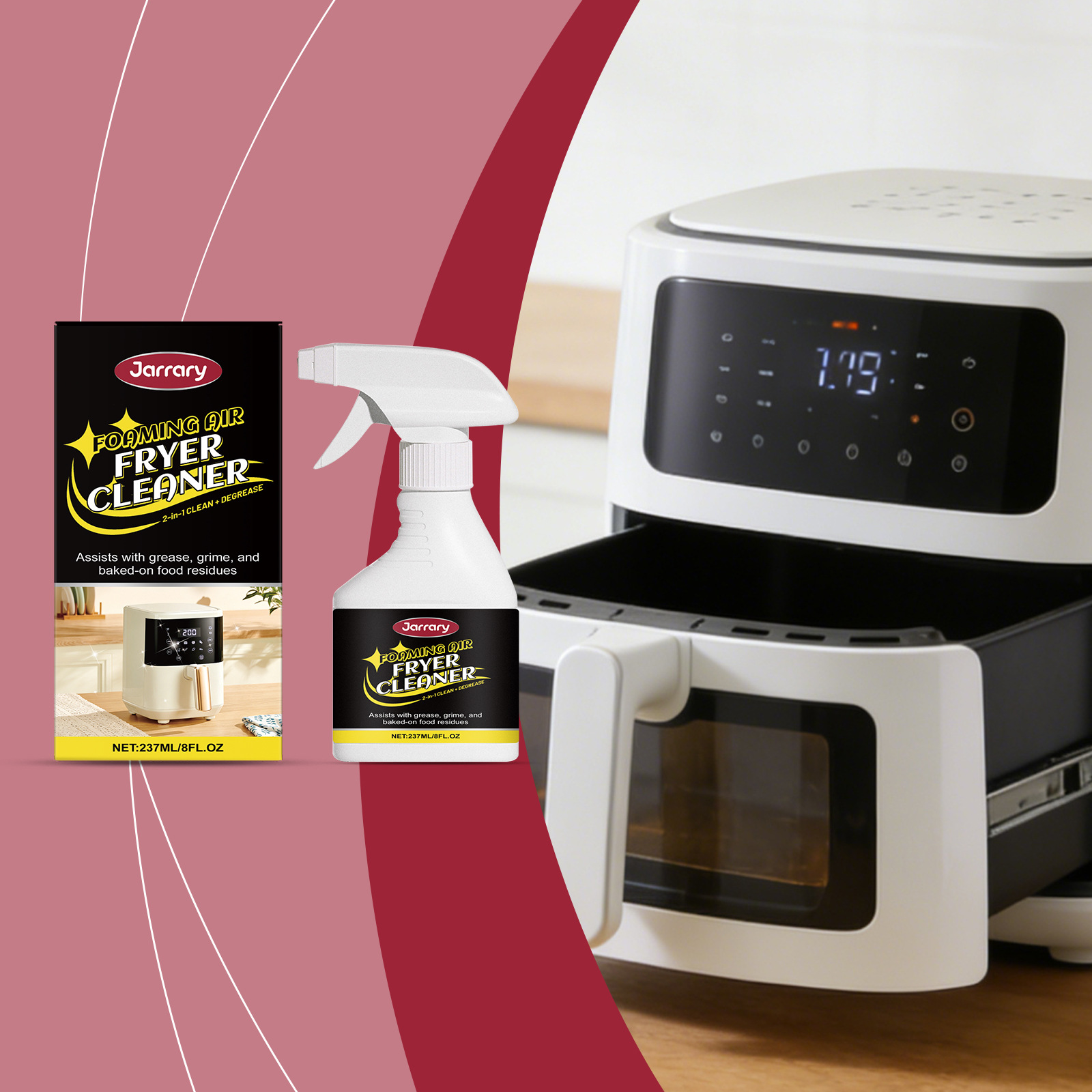 Jarrary Air Fryer Cleaner Daily Cleaning Agent for Removing Grease and Stains from the Interior of the Air Fryer