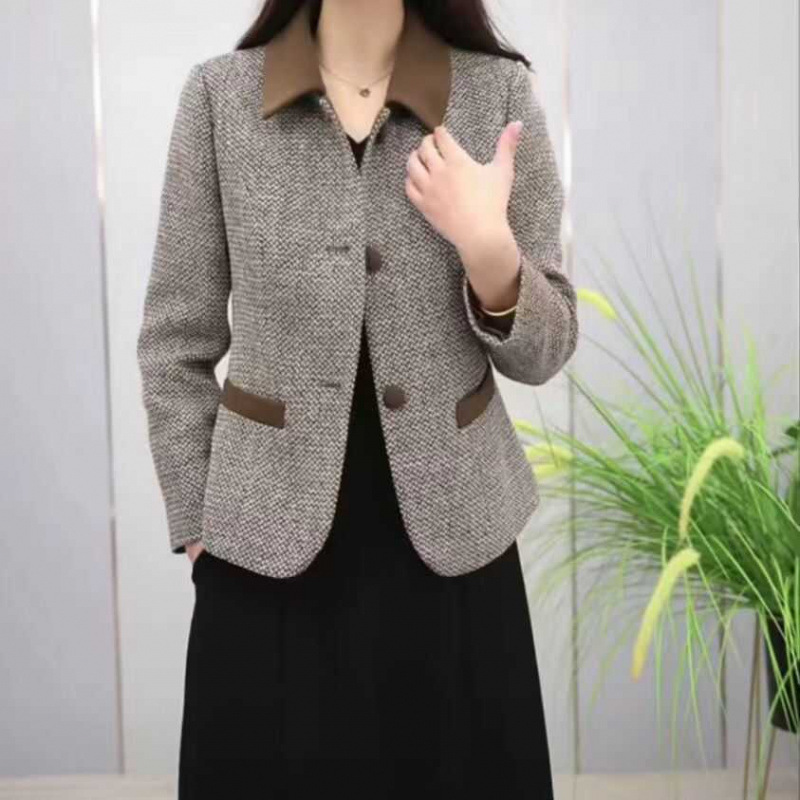 高檔氣質外套女2025新款春季時尚百搭短款小西裝媽媽秋裝顯瘦上衣