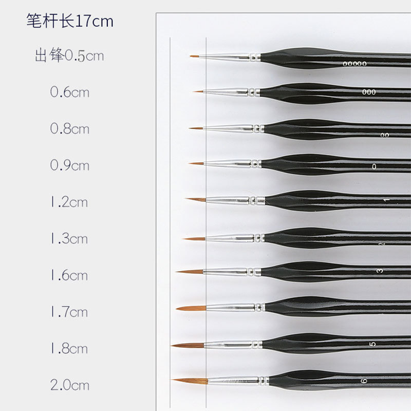 Amazon nuevo producto 10 unidades traje comadreja pelo triángulo gancho pluma aceite fábrica directa abedul pintura gouache