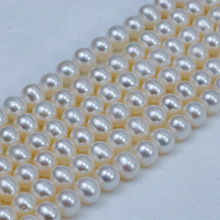 【廠家】天然淡水珍珠8-9mm珍珠串 散珠 項鏈珠 近圓微瑕產地貨源