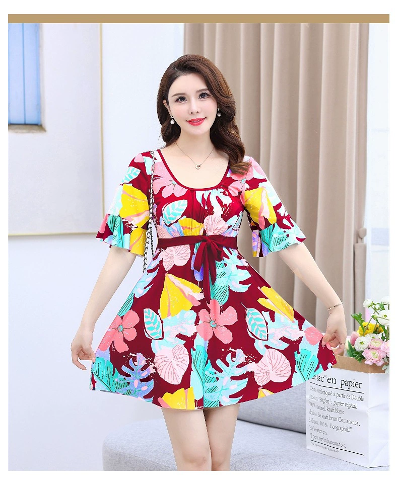 Слитный купальник для матери, среднего возраста, свободного силуэта, plus size