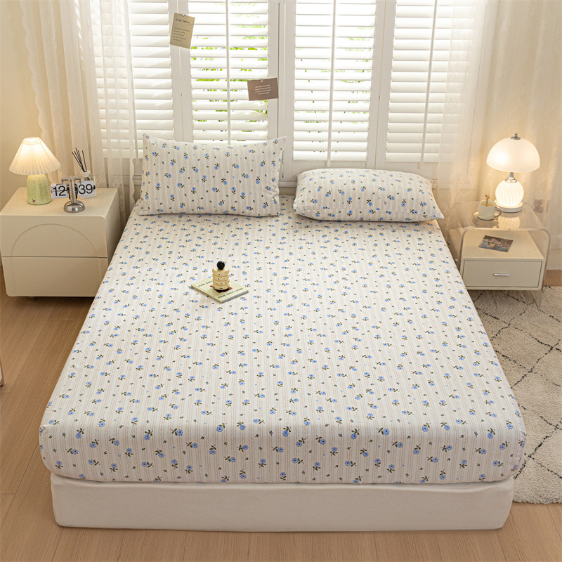 Old coarse cloth bedspread pure cotton Japanese style non-printed Simmons mattress protective cover mattress non-slip dustproof bedspread bedspread