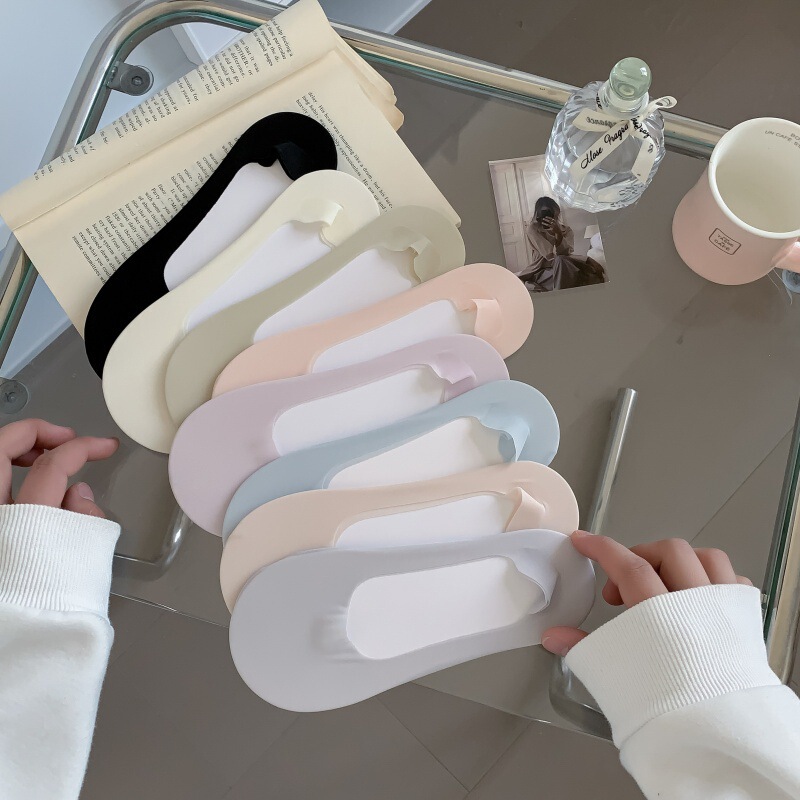 Ice Cream Color Invisible Socks for Women, Summer Thin Silicone Non-Slip No-Show Cotton Socks, Trendy Ins Style