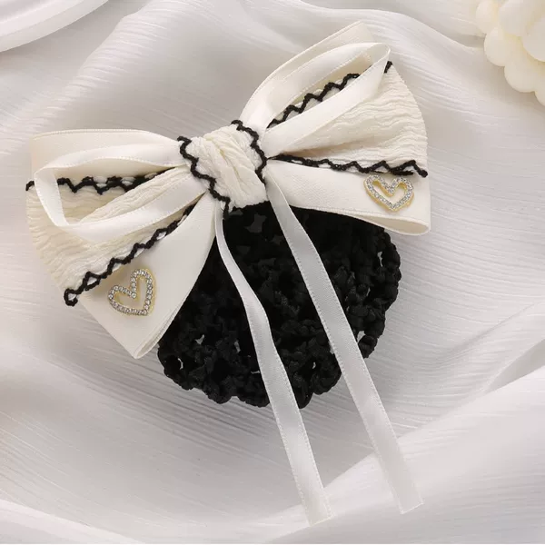 Chanel-Style Nurse Hairnet for Women, Professional Hair Net, Elegant Updo with Bow, Hotel Work Hair Accessory with Pearl Clip