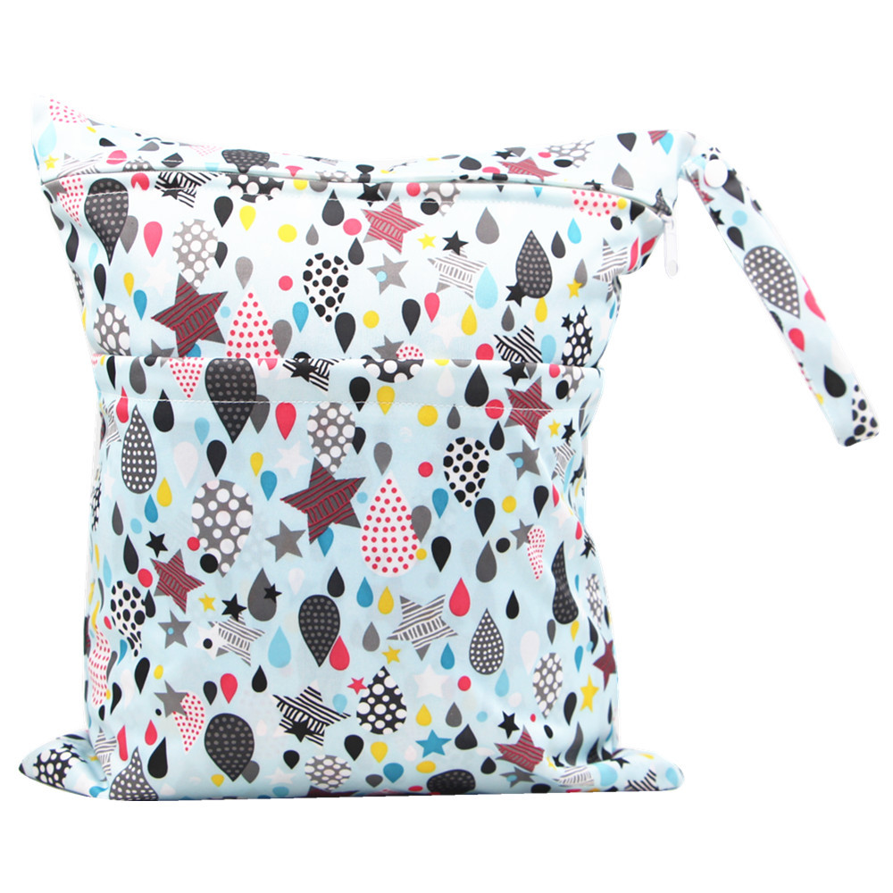 Bolsa de pañales Asenappy Impresión digital bebé doble cremallera impresión impermeable bolsa de pañales aplicación económica