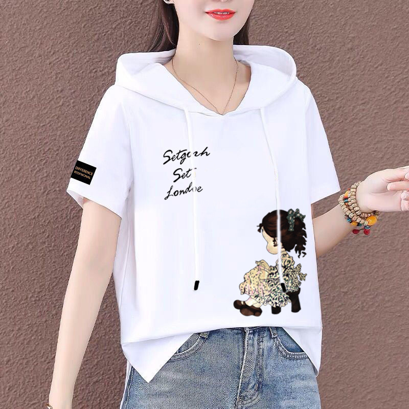 Short-Sleeved Sweatshirt for Women 2026 New Summer Thin Loose White T-Shirt Women's Casual Fashion Tops Ins Women's Clothing Short-Sleeved Sweatshirt for Women 2026 New Summer Thin Loose White T-Shirt Women's Casual Fashion Tops Ins Women's Clothing