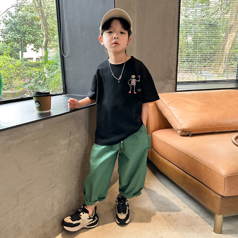 Boy's Summer Cartoon Printed Short-sleeved Two-piece Set For Kids_voghion.com