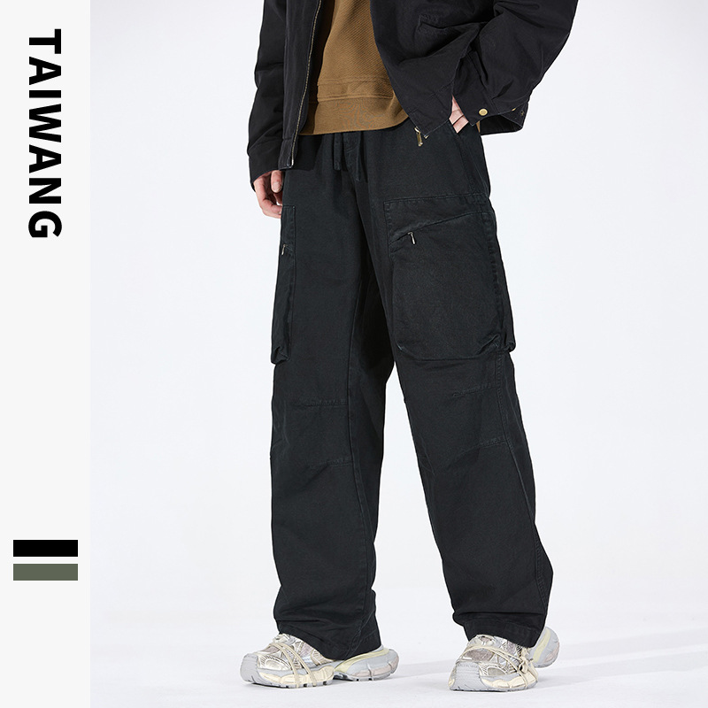Men's Clothing Wear Retro Paratrooper Pants Garment Dyeing Workwear Loose Multi Pocket Pants Men's Trousers_voghion.com