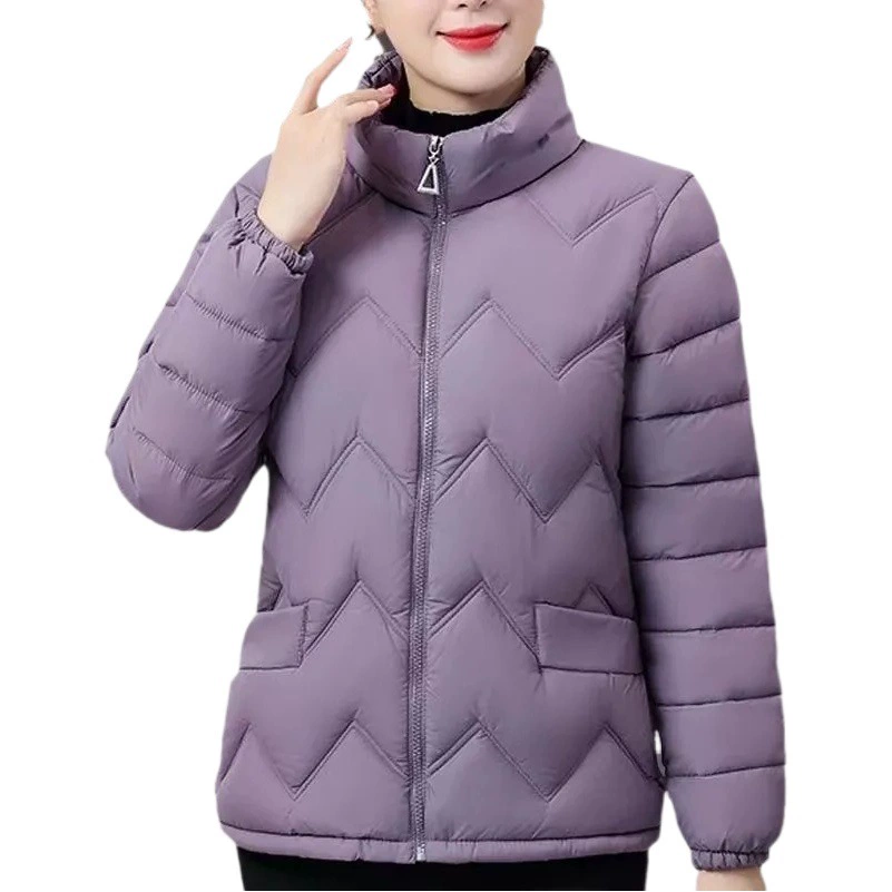 Пальто с хлопковой подкладкой для среднего и пожилого возраста, Женское пальто с воротником-стойкой, модное короткое утолщенное Женское пальто с хлопковой подкладкой больших размеров