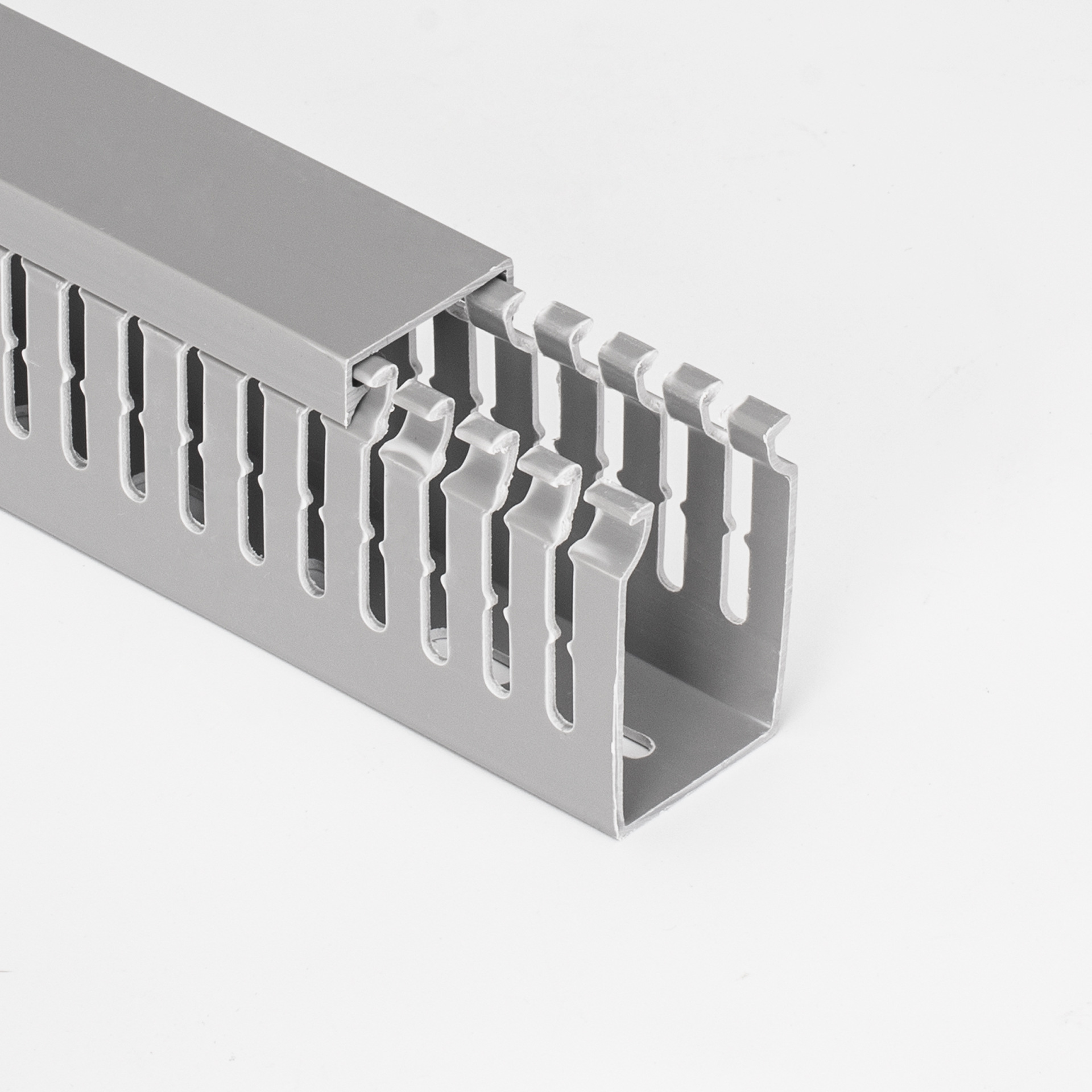 50*30阻燃绝缘配电箱柜明装U型走线槽 灰色PVC塑料细齿理导线槽盒