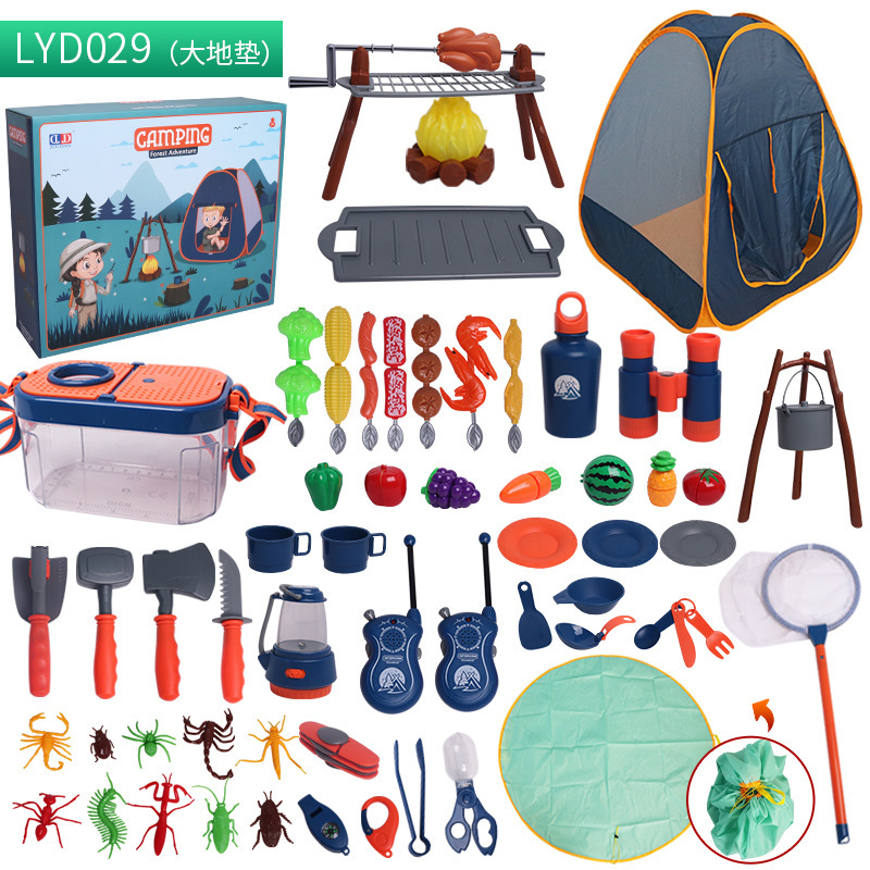 Juego de vajilla educativa para niños, para camping, picnic, con walkie-talkies, utensilios de cocina, para jugar al aire libre.