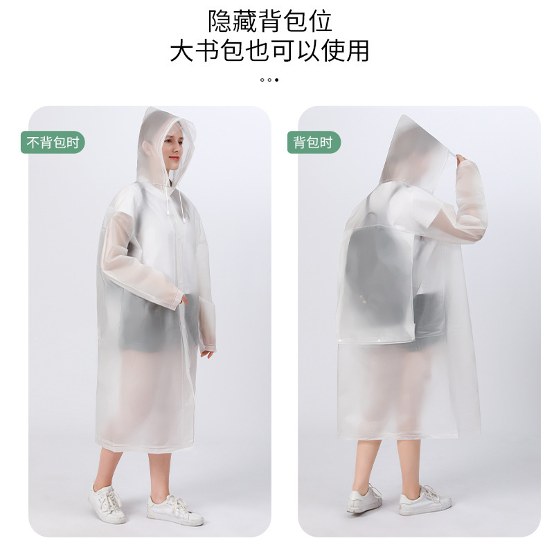 Eva Adult Schoolbag-Style Raincoat, All-In-One Raincoat with Hood, Lightweight, Foldable, and Portable for Outdoor Use