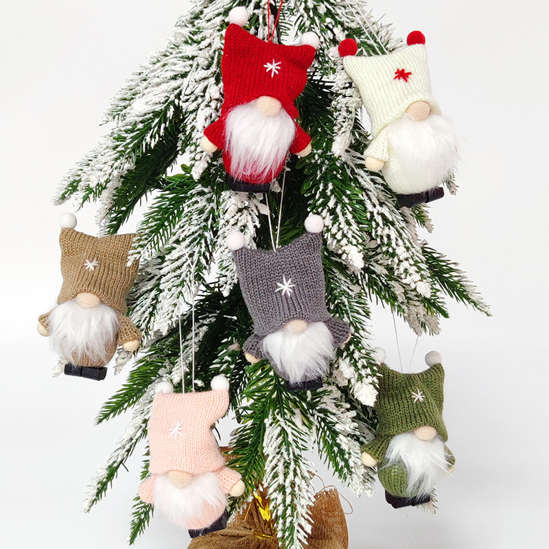 クリスマス装飾品ins風毛糸無顔人形双球帽クリスマス人形ストラップかわいいクリスマス人形|undefined