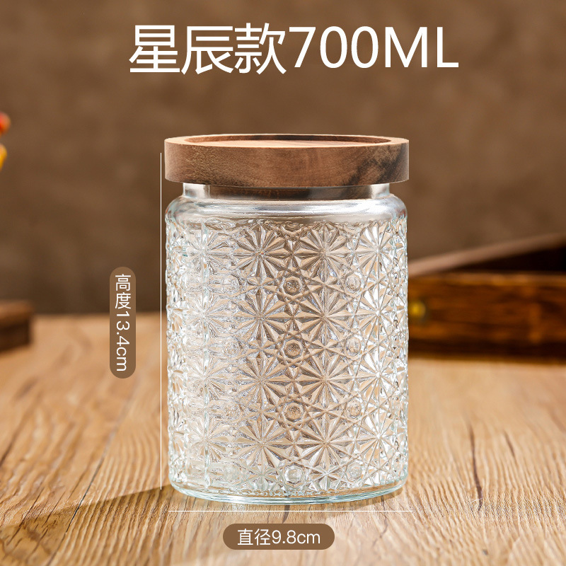 Tarro de almacenamiento de flores de Begonia vintage con tapa de madera tarro de almacenamiento tarro de vidrio sellado granos de té de frutas secas fábrica al por mayor