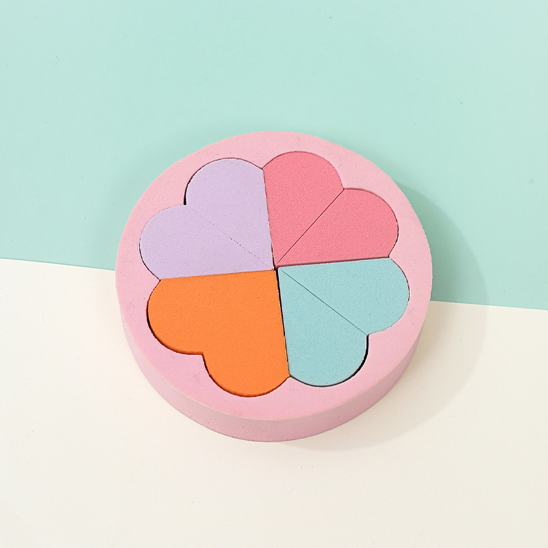 Puff plano personalizado de fábrica, triángulo, seis pétalos redondos, ocho, esponja cosmética sin látex, grande en el agua, transfronterizo