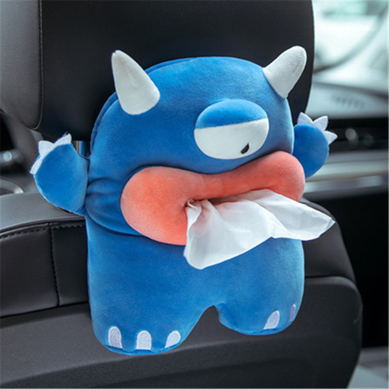 Car Cartoon Tissue Box, Cute Car Seat Back Hook Tissue Dispenser, Multifunctional Handlebar Box Tissue Car Accessory