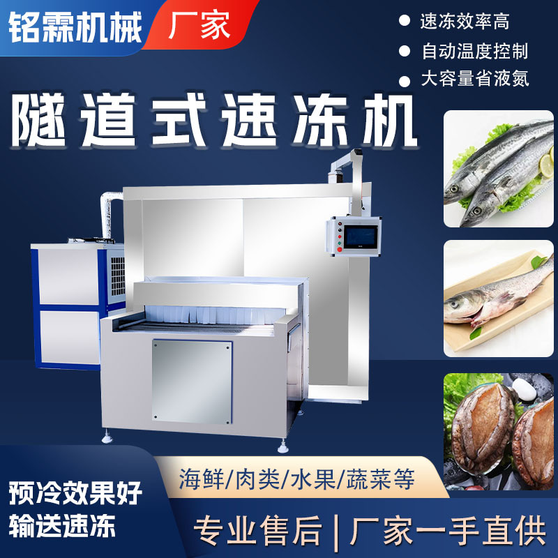 海产品鱼类隧道式速冻机 全自动秋葵速冻机设备 包子速冻机设备
