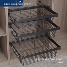 衣柜拉篮抽屉式伸缩裤架家用衣帽间拉篮内置收纳藤篮裤抽五金配件