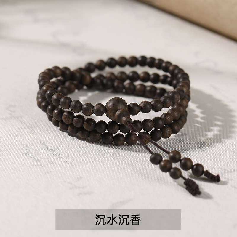 晶德珠宝 沈水沈香仏珠文玩手串 木製108玉手持念珠 男女兼用手链 PIF|undefined