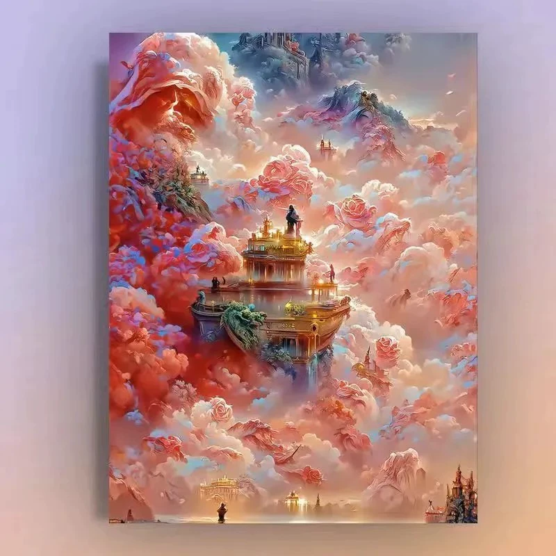Кристальная живопись холст пейзаж — полный наборов DIY, размеры 30×40 и 40×50 см, деревянная коробка или белая рама