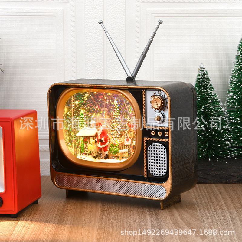 Decoraciones navideñas transfronterizas interiores de resina TV accesorios decoración de escritorio nostálgica decoración de ventanas de televisión image 5