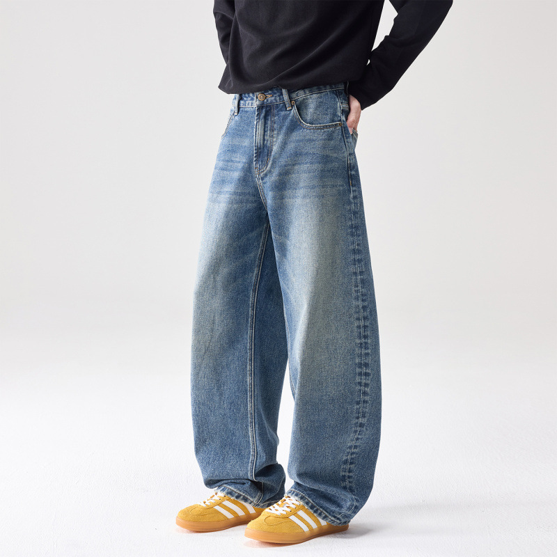 2026 Fall/Winter New Men's Scythe Jeans, Loose Wide-Leg Pants, American Style Straight Thick High-End Men's Trousers 2026 Fall/Winter New Men's Scythe Jeans, Loose Wide-Leg Pants, American Style Straight Thick High-End Men's Trousers