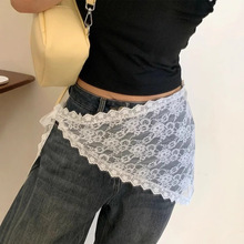 白色花边蕾丝三角巾屁帘叠穿高级小众设计感甜美小短裙时尚慵懒风