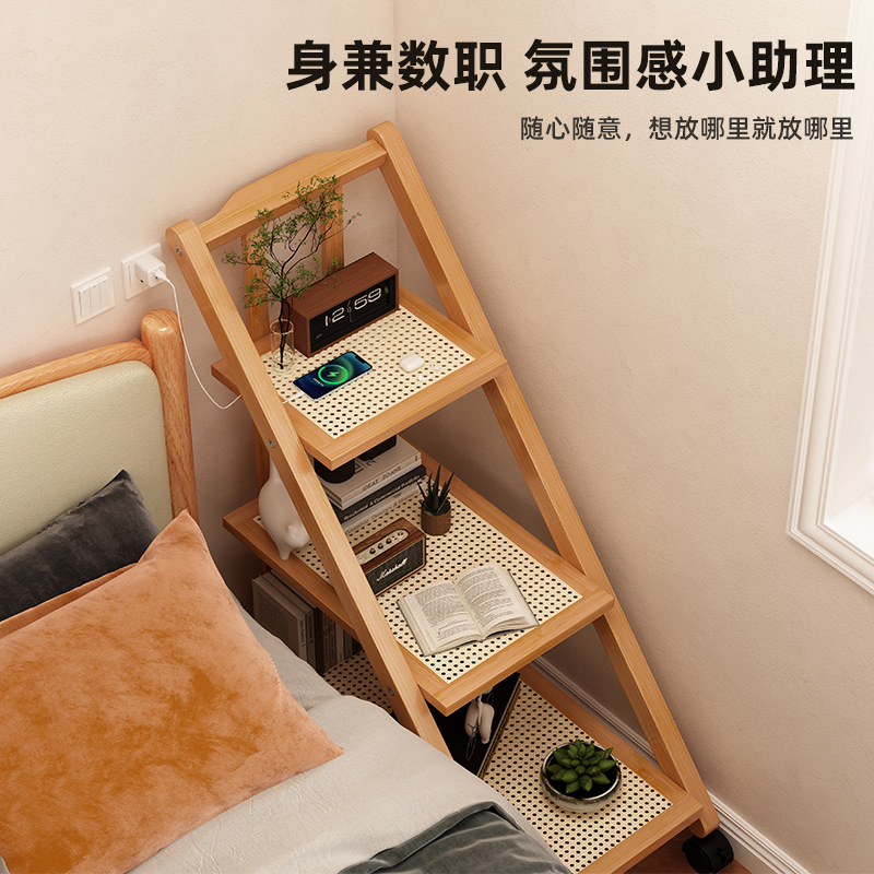 Estante de almacenamiento piso carro móvil de múltiples capas de almacenamiento en rack moderno minimalista dormitorio hogar cama rack sofá mesa auxiliar