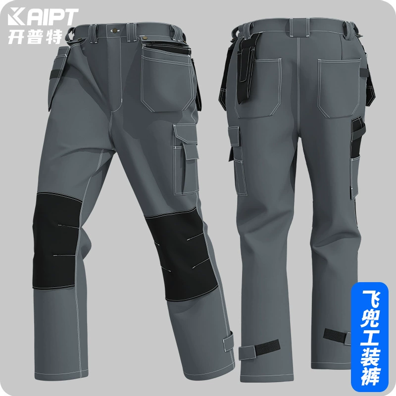 Многофункциональные рабочие брюки с несколькими карманами и съемным карманом на молнии, прочные и долговечные для мастерских, фабрик и строительных работ.