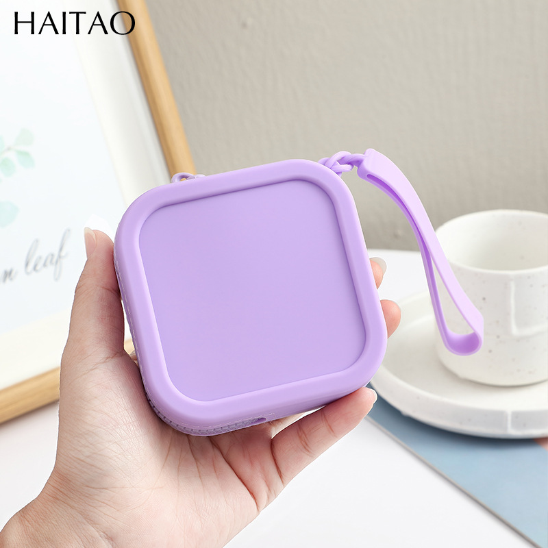 Bolsa de silicona, bolsa de almacenamiento, monedero, bolsa para auriculares, bolsa cuadrada pequeña, mini billetera, tarjeta de llave de dibujos animados portátil