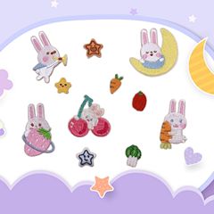 寶藏一號可愛日系創意卡通兔子刺繡布貼包包配飾衣服輔料補丁貼