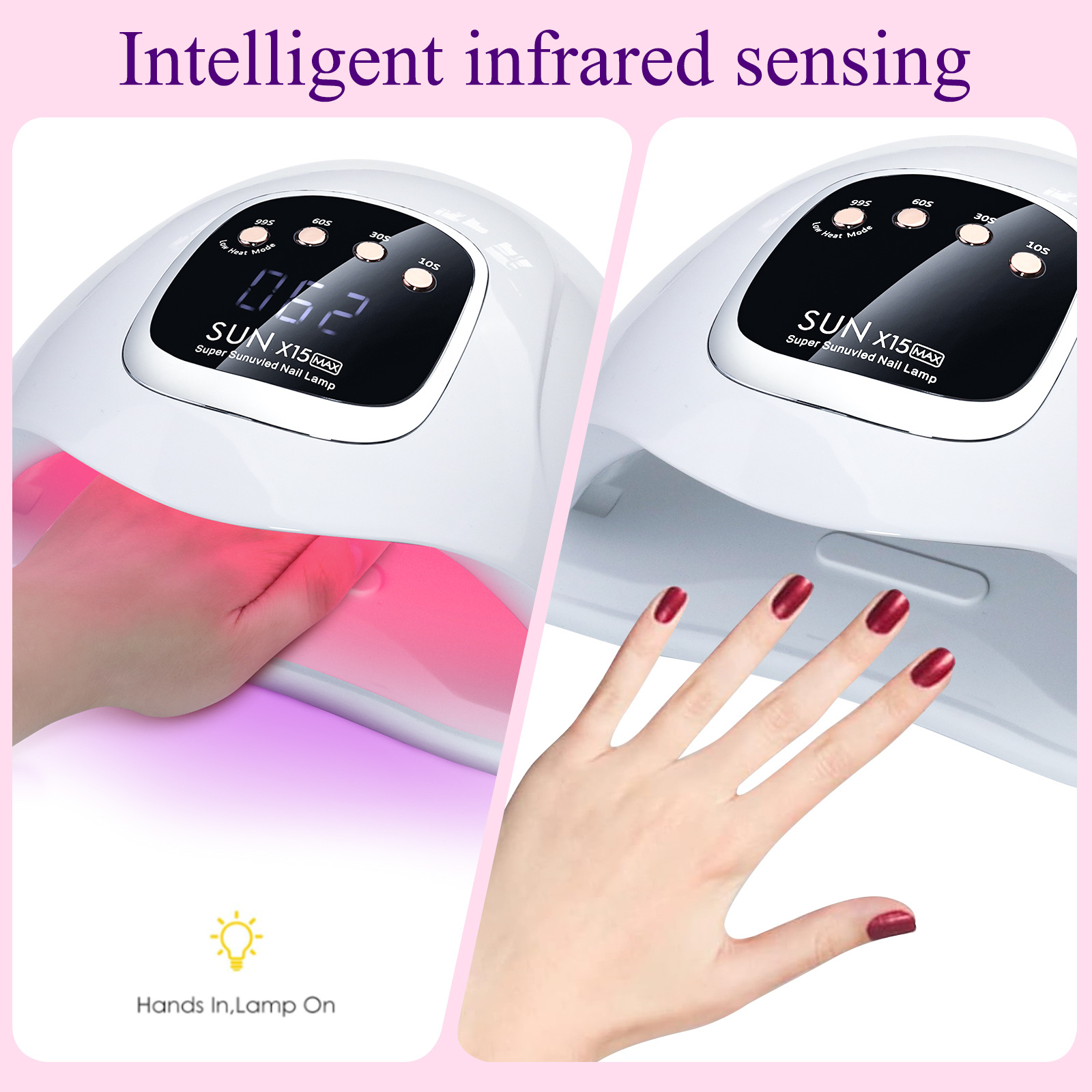 Máquina de fototerapia de uñas nueva sunx15max lámpara de uñas 66 UV/LED fuente de luz roja lámpara de fototerapia de uñas al por mayor