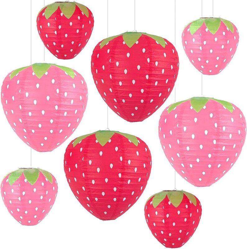 Strawberry Lantern Decoration Children's Birthday Party Arrangement Supplies Strawberry Fruit Theme Hanging Paper Lantern Hanging Decoration Strawberry Lantern Decoration Children's Birthday Party Arrangement Supplies Strawberry Fruit Theme Hanging Paper Lantern Hanging Decoration