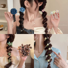 韩系氛围感头绳女复古气质珠珠电话线发圈夏日甜美扎头发发绳头饰