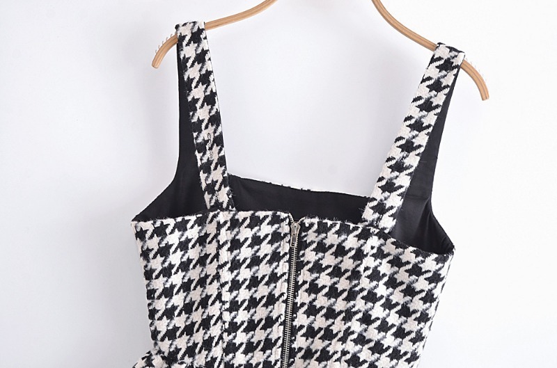 Houndstooth waist Puffy slip dress NSXDX117532