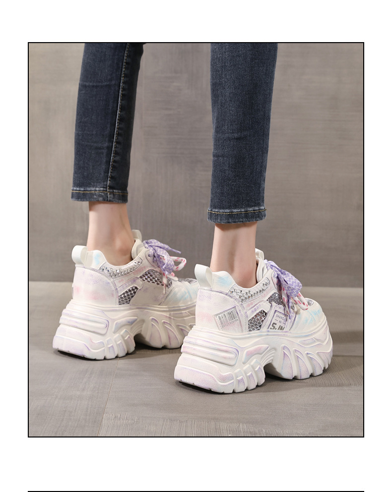 Giày sneaker nữ đế dày tăng chiều cao phong cách thể thao mùa hè — màu hồng chi tiết 15